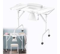 HENGMEI Table de manucure pliable avec aspiration mobile pour manucure - Installation d'aspiration de poussière - Table de manucure mobile avec roulettes et coussin pour poignet - Blanc