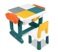 HENGMEI Table pour enfants avec chaises Groupe de sièges avec blocs de construction Meubles pour enfants