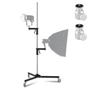 HengMing Support d'éclairage robuste en acier inoxydable avec roulettes, trépied de photographie réglable de 255 cm avec 2 poignées pistolet et pieds pliants, pour studio Monolight Softbox Speedlight