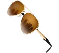 HENGOSEN Lunettes de pilote pour hommes Lunettes de soleil Lunettes de soleil Aviateur Lunettes de soleil Lunettes de soleil Hommes Vintage Cadre en métal Verre de soleil, 05-or/bleu sarcelle dégradé,