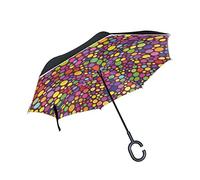 hengpai Envers inversé Inside Out Parapluie Cars Colorful Dots Unigue Coupe-Vent UV Proof Double Couche pour Femme Taille Unique multi1
