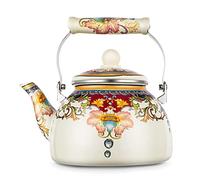 Hengqiyuan Bouilloire en Émail pour Cuisinière À Induction, Pot À Café Bouilloire Nostalgique pour Cuisinière À Induction, avec Bec Verseur Traditionnel/Rétro ou pour Cuisinière À Gaz,1.5L