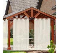 Hengqiyuan Rideaux Occultants ImperméAbles L'ExtéRieur Rideaux Occultant Patio Gazebo Rideaux Transparents Polyester L'ExtéRieur Rideaux pour Jardin Porche Pergola Cabanon,Beige,132 * 274cm