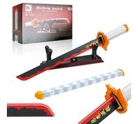 Hengrongshen Katana Demon-Slayer, 100cm Épée Rengoku en Briques de Construction Style Ideas, Kit de 790 Pièces avec Support et Gaine, Cosplay Manga Cadeau Décoratif pour Adultes et Enfants