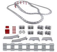 Hengrongshen Lot de 67 blocs de construction pour rails de train, compatibles avec le leader du marché, changement d'orbite, rails droits, courbes, railway rails, jouets pour enfants