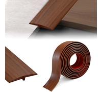 Hengrongshen Profilé de transition en T, autocollant, 5 cm × 3 m, pour seuils de porte et sols de raccordement, pour carreaux de sol stratifié, grain de bois marron