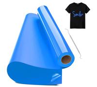 Hengrongshen Rouleau Vinyle Thermocollant Bleu, 30,5 CM x 1000 CM - Thermocollant Flex Bleu avec Crochet, pour Tissus, Cri-cut et Silhouette Cameo
