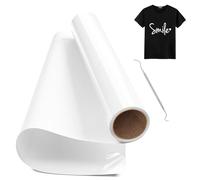 Hengrongshen Rouleau Vinyle Thermocollant pour Tissus Blanc, 30,5 CM x 150 CM Thermocollant Flex avec Crochet, Flex Thermocollant pour Tissus, Cri-cut et Silhouette Cameo (Blanc)