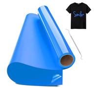 Hengrongshen Rouleau Vinyle Thermocollant pour Tissus Bleu, 30,5 CM x 300 CM Thermocollant Flex avec Crochet, Flex Thermocollant pour Tissus, Cri-cut et Silhouette Cameo (Bleu)