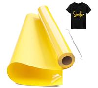 Hengrongshen Rouleau Vinyle Thermocollant pour Tissus Jaune, 30,5 CM x 1000 CM Thermocollant Flex avec Crochet, Flex Thermocollant pour Tissus, Cri-cut et Silhouette Cameo (Jaune)
