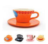 Hengrongshen Tasse One Piece, Anime Ace One Piece Tasses à Café avec Soucoupes, Céramique Deco One Piece, Mug One Piece, Tasse à Lait, Cadeau Noel (Ace)