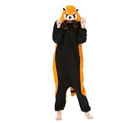 HENGRUI Adulte Unisexe Combinaison Pyjama Kigurumi Onesie Animal Cosplay Halloween Carnaval Costume Sleepwear Jumpsuit, Raton Laveur, S(140-155CM)