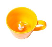 hengshukeji Tasse en céramique mignonne en forme d'écureuil avec un animal 3D caché à l'intérieur, joli personnage de dessin animé, cadeau d'anniversaire idéal pour les amateurs de café (renard)