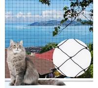 Hengu Filet pour chat 8 x 3 m pour balcon, filet pour chat, kit de fixation renforcé, robuste, résistant aux morsures, résistant au vieillissement, pour balcons, terrasses, fenêtres, lucarnes,