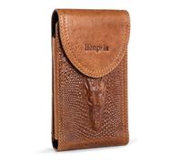 Hengwin Étui Clip Ceinture pour Petit Téléphone Portable, Étui en Cuir Véritable Smartphone pour iPhone 17 Pro Max, 16 Plus, 16 15 14 13 12 11 Pro Max, pour Samsung S25 S24 S23 S22 S21 Ultra S25+