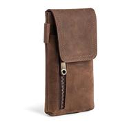 Hengwin Étui de Ceinture pour Téléphone Portable, Étui pour Smartphone Homme pour Samsung S25 S24 S23 S22 S21 S20 Ultra, S10 S9 S8 Plus, Étui en Cuir Véritable, Sac Porte Monnaie Petit Porte Cartes