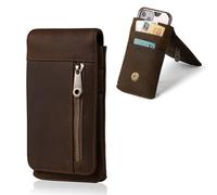 Hengwin Étui de téléphone portable en cuir véritable pour iPhone 15 Pro Max 14 Pro Max 13 Pro Max 12 Pro Max Samsung Galaxy A14 A54 A53 S23 Ultra Pouch Case avec clip ceinture et support de téléphone