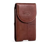 Hengwin Porte Téléphone Ceinture Homme, étui Smartphone pour iPhone 17 Pro Max, 16 Plus, 16 15 14 13 12 Pro Max, Samsung S25 S24 S23 S22 Ultra Card Cases, Petit Sac Banane de Travail en Cuir Véritable