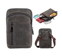 Hengwin Sac à Bandoulière en Cuir Véritable pour Hommes, étui de Ceinture pour Téléphone Portable, Petit sac à Main de Voyage, étui de Transport de Cartes pour Téléphone Intelligent à Travers le Corps