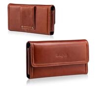 Hengwin Support de téléphone Portable en Cuir véritable pour Homme, Compatible avec iPhone 17 16 15 14 13 12 Pro Max/Plus, étui de téléphone Portable pour Samsung Galaxy S25 S24 S23 Ultra S25+ (Brun)