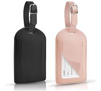 Hengxinc Lot de 2 Etiquette Valise PU cuir Bagage Peut être écrit Réglable étiquettes Valise Pour sac à dos Valise d'aviation (2)