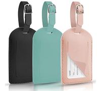 Hengxinc Lot de 3 Etiquette Valise PU cuir Bagage Peut être écrit Réglable étiquettes Valise Pour sac à dos Valise d'aviation (3)