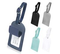 Hengxinc Lot de 5 Etiquette Valise PU cuir Bagage Peut être écrit Réglable étiquettes Valise Pour sac à dos Valise d'aviation (5)