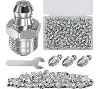 Hengxinchen 100 Pièces Graisseur a Visser,M8 Assortiment Graisseur,180° Raccords de Graissage Métriques avec Angles Droit,Kit de Graisseur avec Clé pour les Véhicules Automobiles, l'Agriculture et