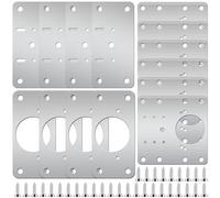 Hengxinchen 14 Pièces Plaque Reparation Charniere Porte, Plaques de Réparation avec trous et Vis, Inoxydable Kit de Réparation Charnière Meuble, Hinge Repair Kit pour Placards, Bois, Meubles, Portes