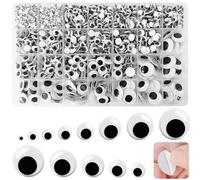Hengxinchen 1970PCS Yeux Mobiles avec Auto-Adhésif Autocollants en Plastique,8 Tailles Yeux a Coller,4-20mm Wiggle Eyes Rondes,pour Scrapbooking Artisanat Accessoires DIY Craft Poupées Décorations