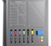 Hengxinchen 2 Pièces A4 Semainier Frigo Magnétique, Acrylique Tableaux Magnétiques Frigo, Planning Semaine avec 6 Couleurs, pour Planificateur de Repas, Listes de Courses, Objectifs Hebdomadaires