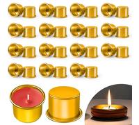 Hengxinchen 30 Pièces Aluminium Insert de Bougeoir Noël,Bougie Buses Métal Supports pour Bougies,pour NoëL Dîner aux Chandelles,Fêtes,Mariages,Anniversaires,Salon et de Chambre à Coucher (Doré)