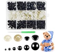 Hengxinchen 340 Pièces Yeux de Sécurité,Yeux et Nez de Sécurité avec Rondelles,Yeux de Sécurité Amigurumi en Plastique,pour DIY Poupée Peluche,Marionnettes Artisanat(Ø 5~14mm)