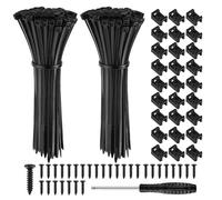 Hengxinchen 500 Pièces Fixations De Serre-Câbles Base De Montage, Collier De Serrage Plastique, Attache Cable Noir, Serre Cable Plastique Base De Serre Câbles Et Vis Pour Fixation Cable Electrique