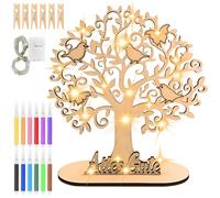 Hengxinchen Cadeau d'arbre d'argent en Bois,Arbre à Argent en Bois avec Chaîne Lumineuse LED,Arbre de Vie en Bois,pour Hommes,Femmes,Mariés,Cadeau de Mariage Anniversaire Fête