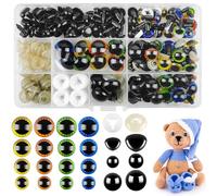 Hengxinchen Lot de 120 Yeux de Securite Amigurumi, Amigurumi Kit Yeux 10-19mm Yeux Securite Amigurumi Plastique Yeux de Sécurité Amigurumi Crochet Animal Doll Poupée Jouet en Peluche avec Rondelle