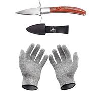 HENGYUE Coffret couteau à huîtres et gant anti-coupures, tire-bouchon à huîtres inox avec gants, classe de protection 5 (L), pour coquillages ou fromages à pâte dure