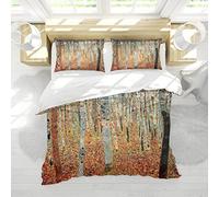 HengYun ART Housse de Couette forestière Gustav Klimt Artwork 3 pièces Set de literie Plantes Ensemble de literie de Luxe Douce et 2 oreillers avec Fermeture à glissière cachée 240x260cm