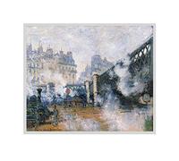 HengYun ART Image Imprimée sur Toile Gare Saint-Lazare, Le Pont de l'Europe, 1877 par Claude Monet Peintures Réplique pour la Décoration Intérieure 55x66cm sans cadre