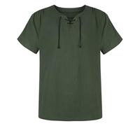 Hengzhifeng Chemise Pirate Homme Vintage Médiévale Manches Courtes Viking Shirt (Medium, Army Vert)