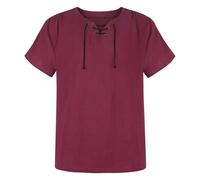 Hengzhifeng Chemise Pirate Homme Vintage Médiévale Manches Courtes Viking Shirt (Medium, Vin Rouge)