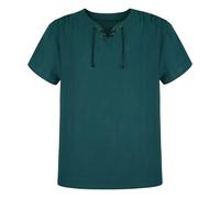Hengzhifeng Chemise Pirate Homme Vintage Médiévale Manches Courtes Viking Shirt (X-Small, Dark Vert)