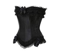 Hengzhifeng Corset a Fermeture éclair Femme Satin Bustier L Noir
