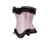 Hengzhifeng Corset a Fermeture éclair Femme Satin Bustier L Rose Noir