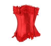 Hengzhifeng Corset a Fermeture éclair Femme Satin Bustier XXL Rouge