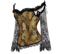 Hengzhifeng Corset avec Des Manches Femme Bustier Dentelle Punk XL Or