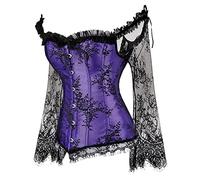 Hengzhifeng Corset avec Des Manches Femme Bustier Dentelle Steampunk (EU 38-40,Violet)