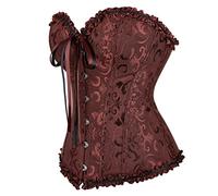 Hengzhifeng Corset Classique Femme Gothique Bustier Minceur Grande Taille (EU 36-38,Marron)