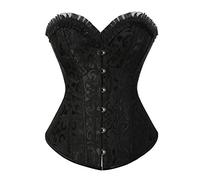 Hengzhifeng Corset Grande Taille Femme Minceur Bustier Broderie (EU 38-40,Noir)
