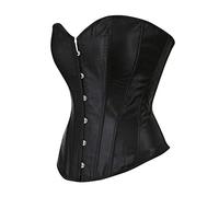 Hengzhifeng Les Corset Femme Satin Bustier Grande Taille Gothique (EU 34-36,Noir)